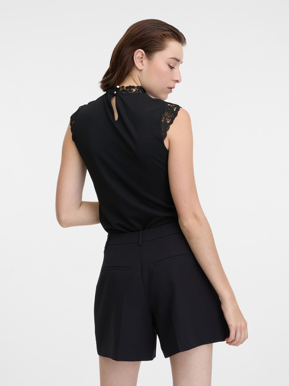 Orsay Černé dámské tričko s krajkovým detailem ORSAY