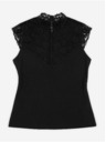 Orsay Černé dámské tričko s krajkovým detailem ORSAY