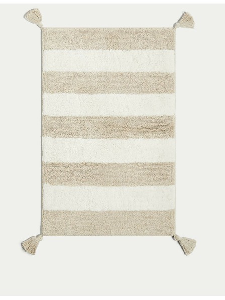 Marks & Spencer Pruhovaná koupelnová předložka z čisté bavlny Marks & Spencer béžová