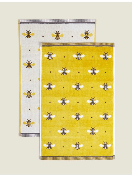 Marks & Spencer Sada 2 ručníků z čisté bavlny s potiskem včel Marks & Spencer žlutá