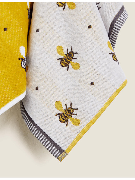 Marks & Spencer Sada 2 ručníků z čisté bavlny s potiskem včel Marks & Spencer žlutá