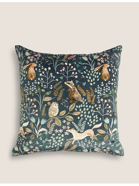 Marks & Spencer Vyšívaný polštářek s lesním motivem Marks & Spencer námořnická modrá