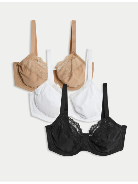 Marks & Spencer Podprsenky se zmenšujícím efektem, kosticemi a plnými košíčky, 3 ks, vel. C-H Marks & Spencer černá