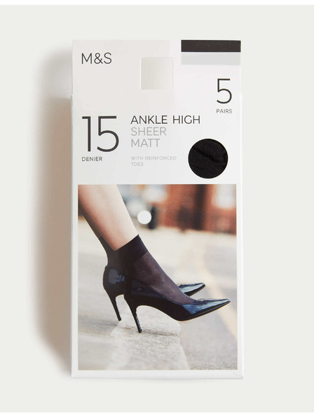 Marks & Spencer Balení 5 párů matných ponožek, 15 DEN Marks & Spencer černá