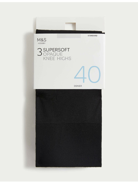 Marks & Spencer Sada 3 párů neprůhledných podkolenek Marks & Spencer černá