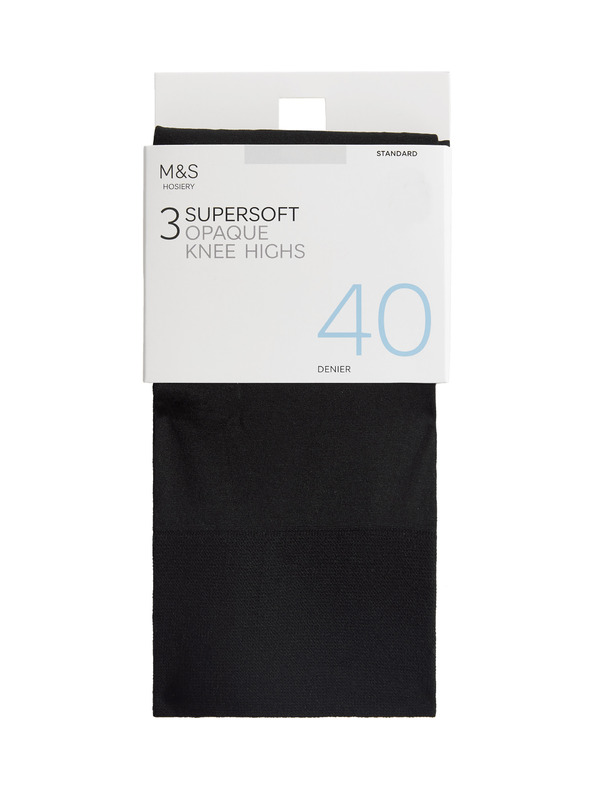 Marks & Spencer Sada 3 párů neprůhledných podkolenek Marks & Spencer černá