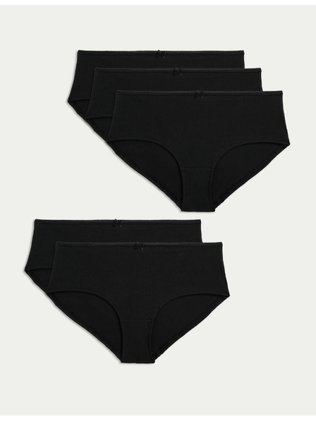 Marks & Spencer Nízce střižené šortkové kalhotky z bavlny a lycry®, 5 ks v balení Marks & Spencer černá