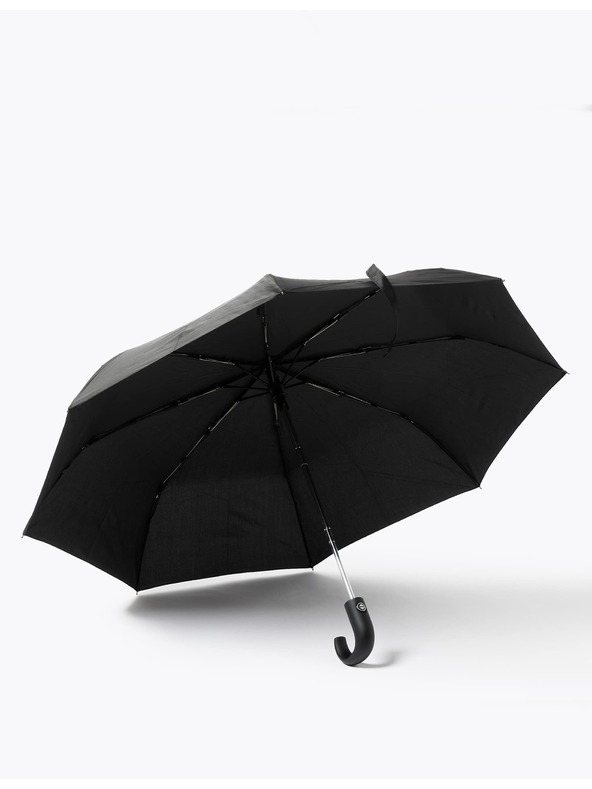 Marks & Spencer Deštník z recyklovaného polyesteru se zahnutou rukojetí a technologií Windtech™ Marks & Spencer černá
