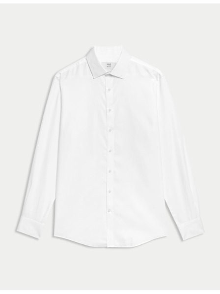 Marks & Spencer Bavlněná košile úzkého střihu s nežehlivou úpravou Marks & Spencer bílá