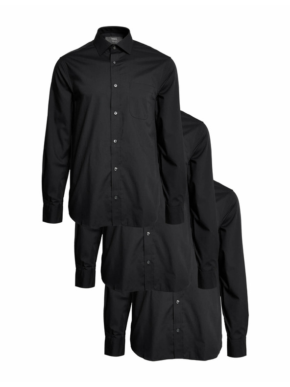 Marks & Spencer Košile úzkého střihu s dlouhým rukávem, 3 kusy v balení Marks & Spencer černá