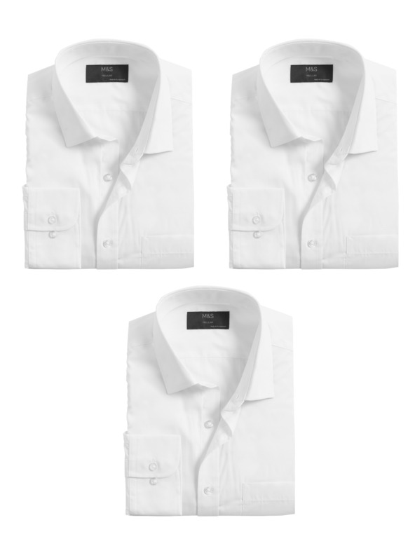 Marks & Spencer Košile s dlouhými rukávy, normální střih, sada 3 ks Marks & Spencer bílá