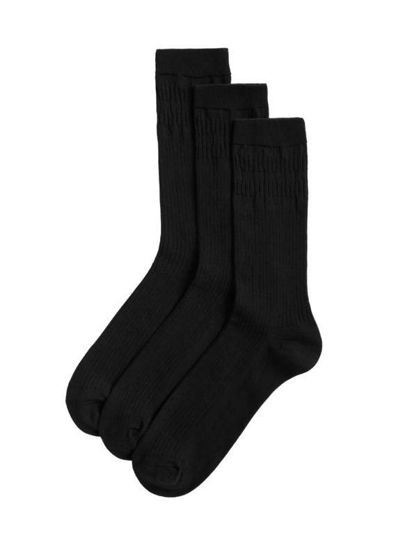 Marks & Spencer 3 páry ponožek s jemným lemem Marks & Spencer černá
