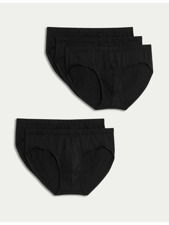 Marks & Spencer Slipy z čisté bavlny, technologie Cool & Fresh™, 5 ks v balení Marks & Spencer černá