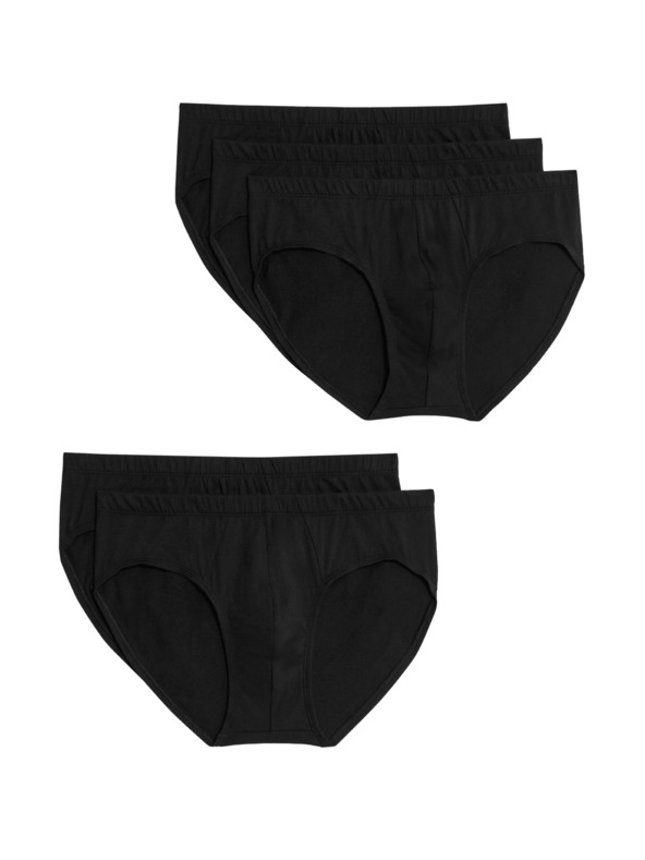 Marks & Spencer Slipy z čisté bavlny, technologie Cool & Fresh™, 5 ks v balení Marks & Spencer černá