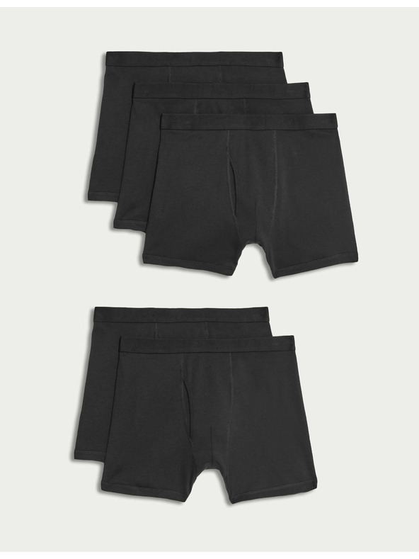 Marks & Spencer Trenýrky z čisté bavlny s technologií Cool & Fresh™, 5 ks Marks & Spencer černá