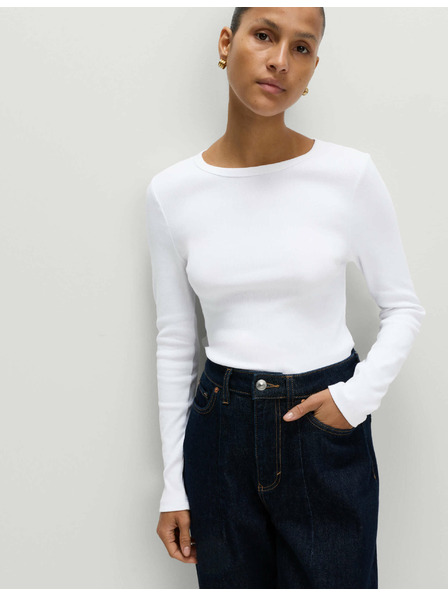 Marks & Spencer Žebrovaný top s vysokým podílem bavlny Marks & Spencer bílá