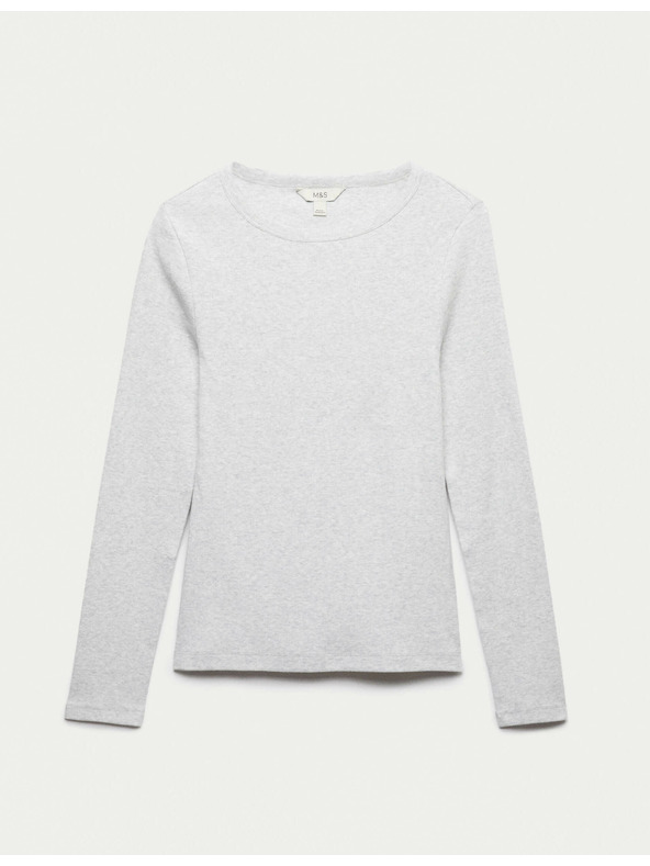 Marks & Spencer Žebrovaný top s vysokým podílem bavlny Marks & Spencer šedá