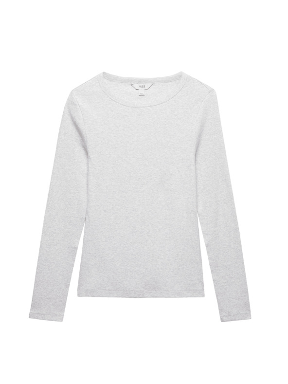 Marks & Spencer Žebrovaný top s vysokým podílem bavlny Marks & Spencer šedá