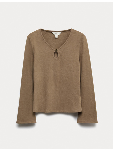 Marks & Spencer Pohodlný top s prostřihnutým výstřihem a rozšířenými rukávy Marks & Spencer smetanová