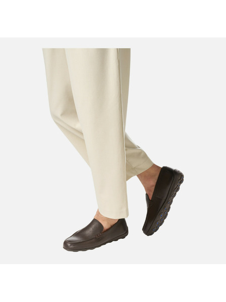 Geox Tmavě hnědé pánské mokasíny Geox Spherica EC16