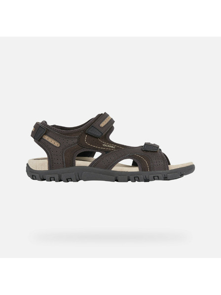 Geox Tmavě hnědé pánské sandály Geox Uomo Sandal Strada