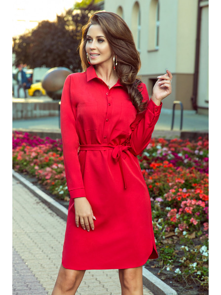 numoco Šaty s kapsami - červená Numoco CAMILLE