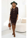numoco Pohodlné netopýří šaty s dlouhým rukávem - čokoládové