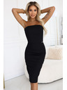 numoco Midi šaty s odhalenými rameny a korzetem - černé