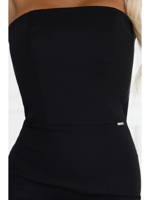 numoco Midi šaty s odhalenými rameny a korzetem - černé