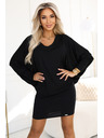 numoco Pohodlné netopýří šaty s dlouhým rukávem - černé