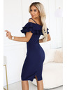 numoco CARMEN Přiléhavé midi šaty ve španělském stylu - tmavě modré