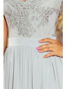 numoco LEA dlouhé šaty s vyšívaným výstřihem - stříbrná barva
