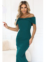 numoco Smyslné midi šaty s mašlí u výstřihu - lahvově zelené