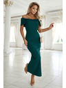numoco Smyslné midi šaty s mašlí u výstřihu - lahvově zelené