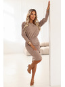 numoco LARA Žebrované šaty s manžetami - mocha mousse