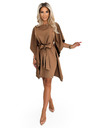 numoco SOFIA Motýlí šaty s vázáním v pase - cappuccino
