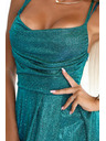numoco Dlouhé šaty s jemným třpytem a korzetovým zavazováním na zadní straně - zelené s třpytkami