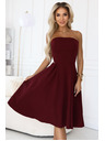 numoco VIVIENNE Korzetové rozšířené midi šaty pro zvláštní příležitosti - vínové