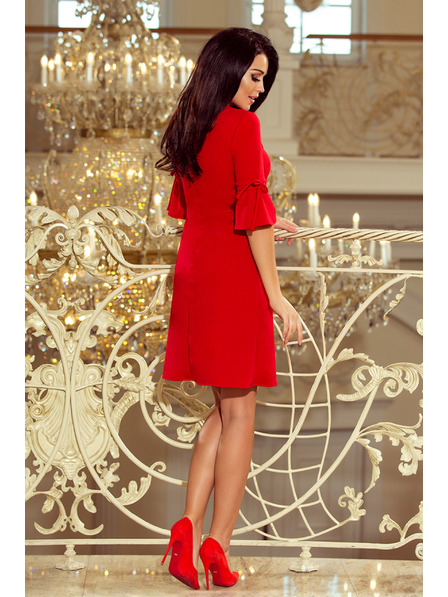 numoco NEVA Trapézové šaty s mašlí - červená