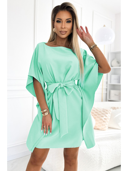 numoco SOFIA Dámské motýlkové šaty se zavazováním v pase - mint