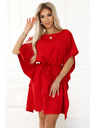 numoco SOFIA Motýlí šaty s kravatou v pase - červené