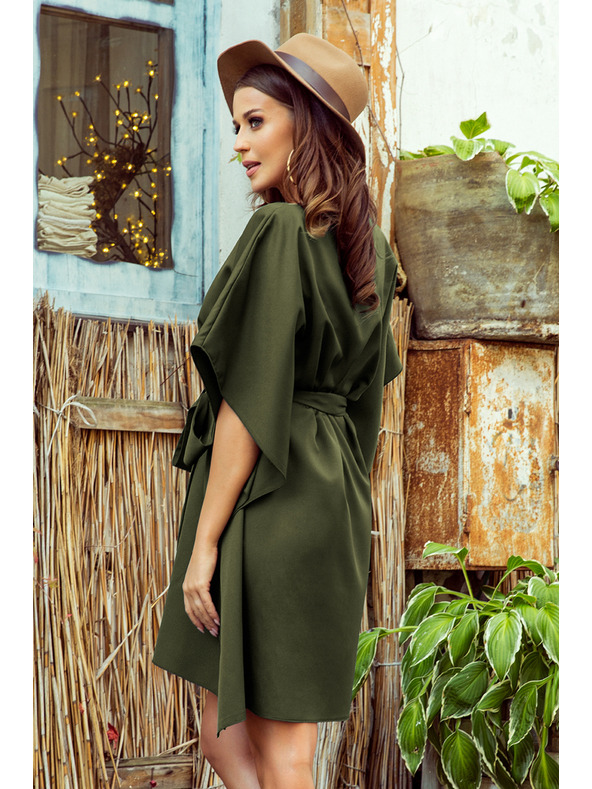 numoco SOFIA Motýlkové šaty - KHAKI