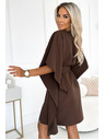 numoco SOFIA Motýlí šaty se zavazováním v pase - čokoládová barva