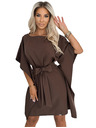 numoco SOFIA Motýlí šaty se zavazováním v pase - čokoládová barva
