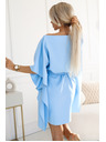 numoco SOFIA Motýlí šaty s kravatou v pase - pastelově modrá
