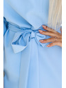 numoco SOFIA Motýlí šaty s kravatou v pase - pastelově modrá
