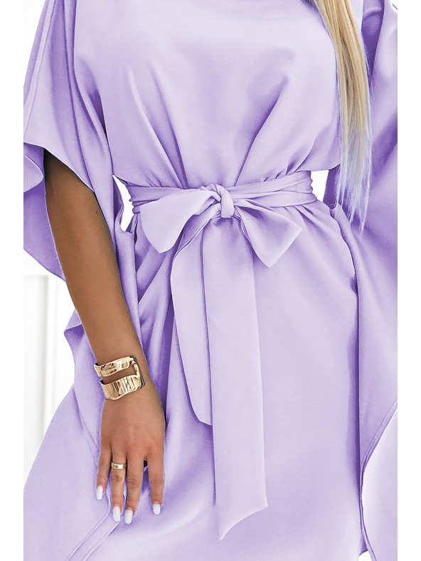 numoco SOFIA Motýlkové šaty - světlé vřes