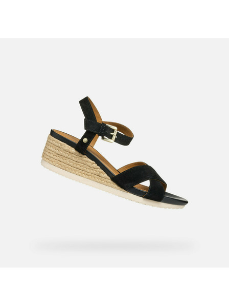 Geox Černé dámské sandály Geox Ischia Corda