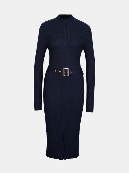 Orsay Tmavě modré dámské midi šaty s páskem ORSAY