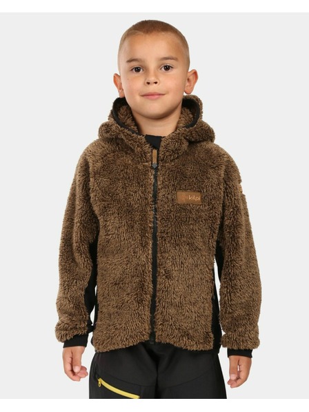 Kilpi Chlapecká chlupatá fleecová mikina s kapucí Kilpi NORKA-JB Hnědá